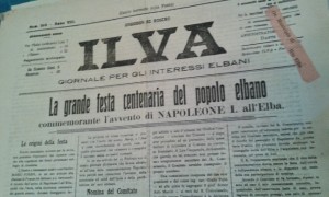 Uno dei giornali in mostra per “1814-1914 La stampa narra il Centenario di Napoleone Imperatore all’Elba”