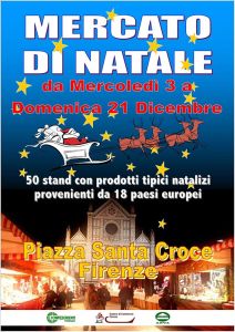 La locandina del mercato di Natale in Piazza Santa Croce a Firenze
