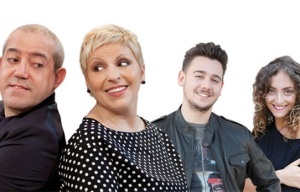 (Da sinistra) Gianni Ferreri, Daniela Morozzi, Emanuele Propizio e Giulia Marinelli in "Chiamalo ancora amore"