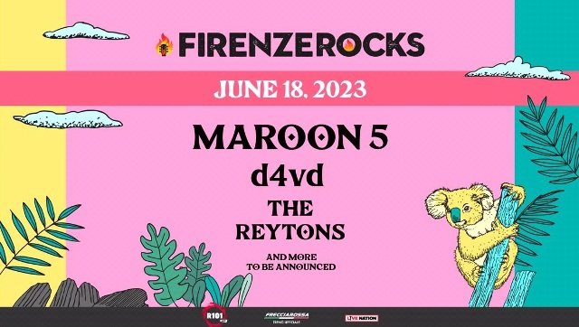 Maroon 5 protagonisti a Firenze Rocks. Sul palco del Visarno Arena anche d4vd e The Reytons