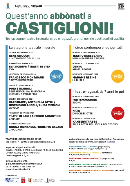 Stagione teatrale del Teatro Comunale Mario Spina a Castiglion Fiorentino