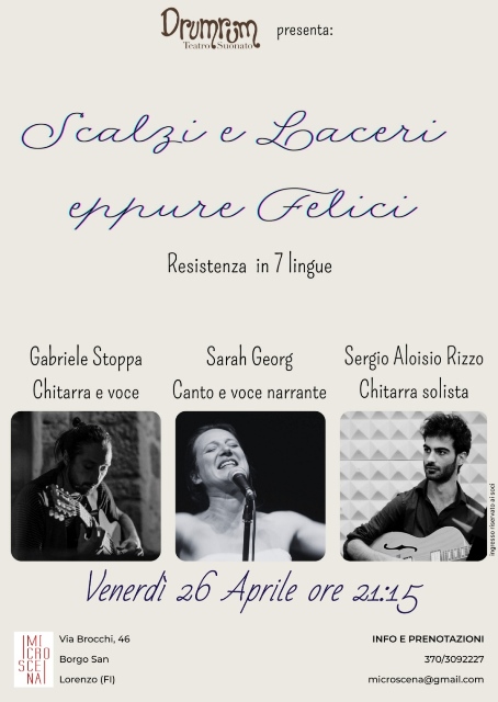 Scalzi e Laceri eppure Felici concerto con Sarah Georg, Sergio Aloisio Rizzo, Gabriele Stoppa al Microscena