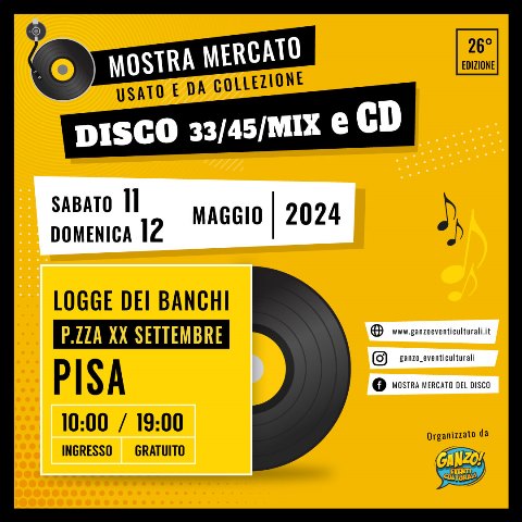 26° Mostra del Disco 33/45/Mix, CD e Dvd usato e da collezione alle Logge di Banchi