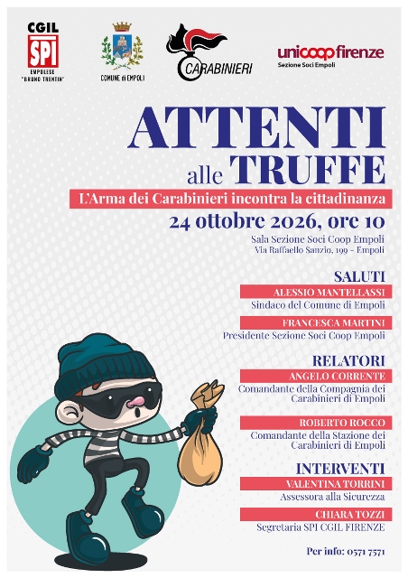 Attenti alle truffe torna l’appuntamento informativo organizzato dall’Arma dei Carabinieri di Empoli Attenti alle truffe torna l’appuntamento informativo organizzato dall’Arma dei Carabinieri di Empoli